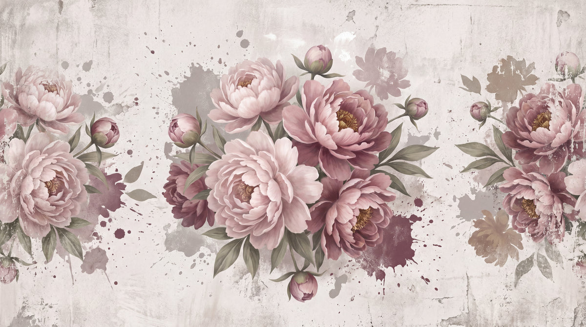 Powdered Bloom Veil - Pink Flower Wallpaper - Light Pink Floral Vintage Peel and Stick Wall Mural - Design