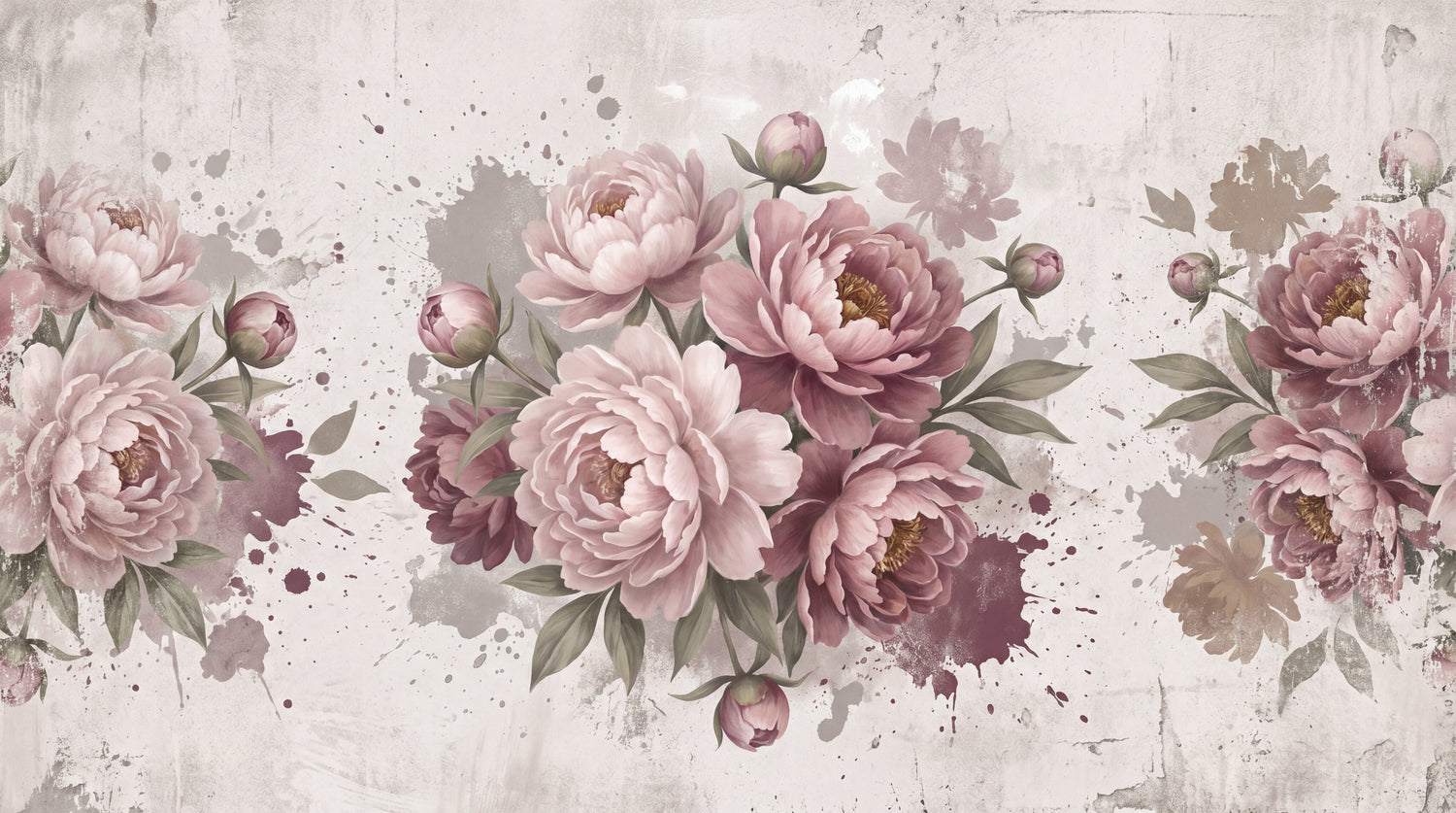Powdered Bloom Veil - Pink Flower Wallpaper - Light Pink Floral Vintage Peel and Stick Wall Mural - Design