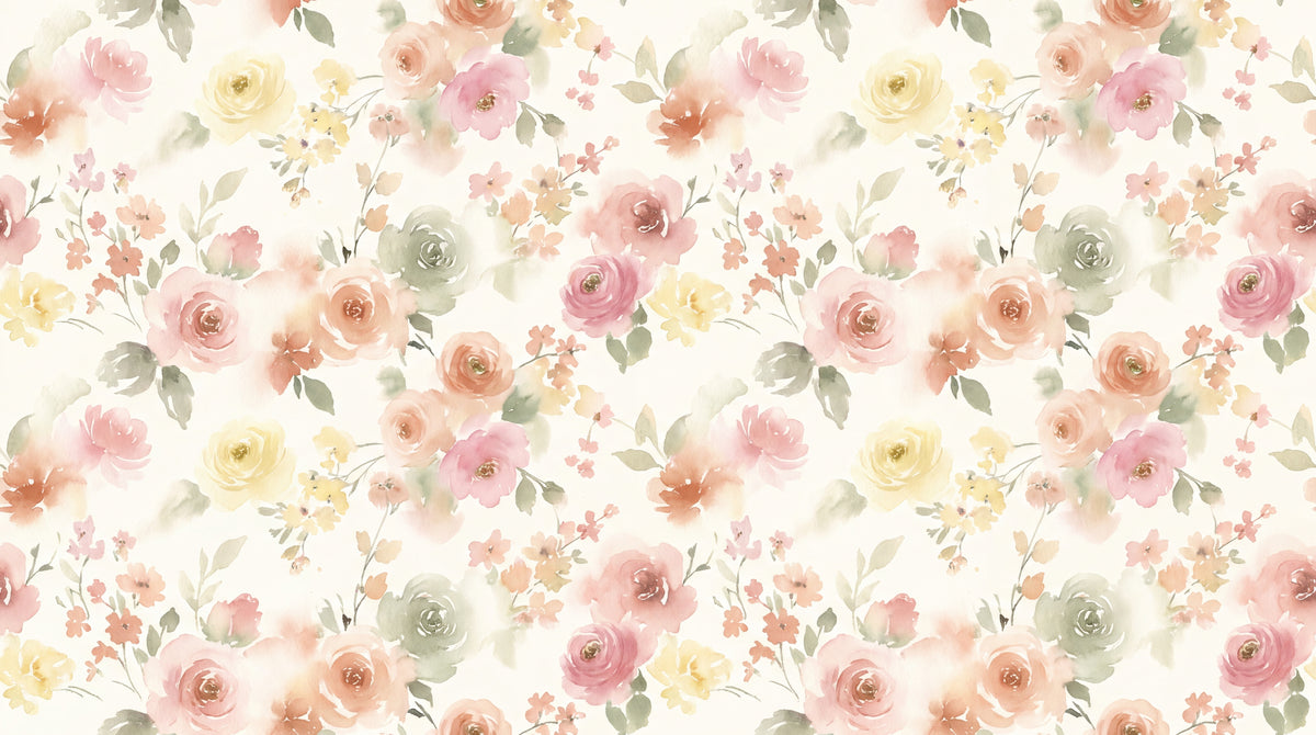 Powdered Petal Reverie Pink Floral Wallpaper - Light Pink Rose Peel and Stick Peach Mural - Design