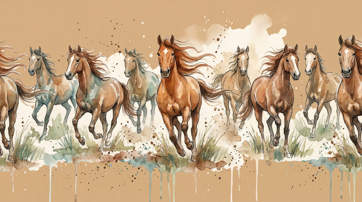 Prairie Thunder Brown Horse Wallpaper - Western Animal Wall Mural Peel and Stick Cowboy Decor - Design