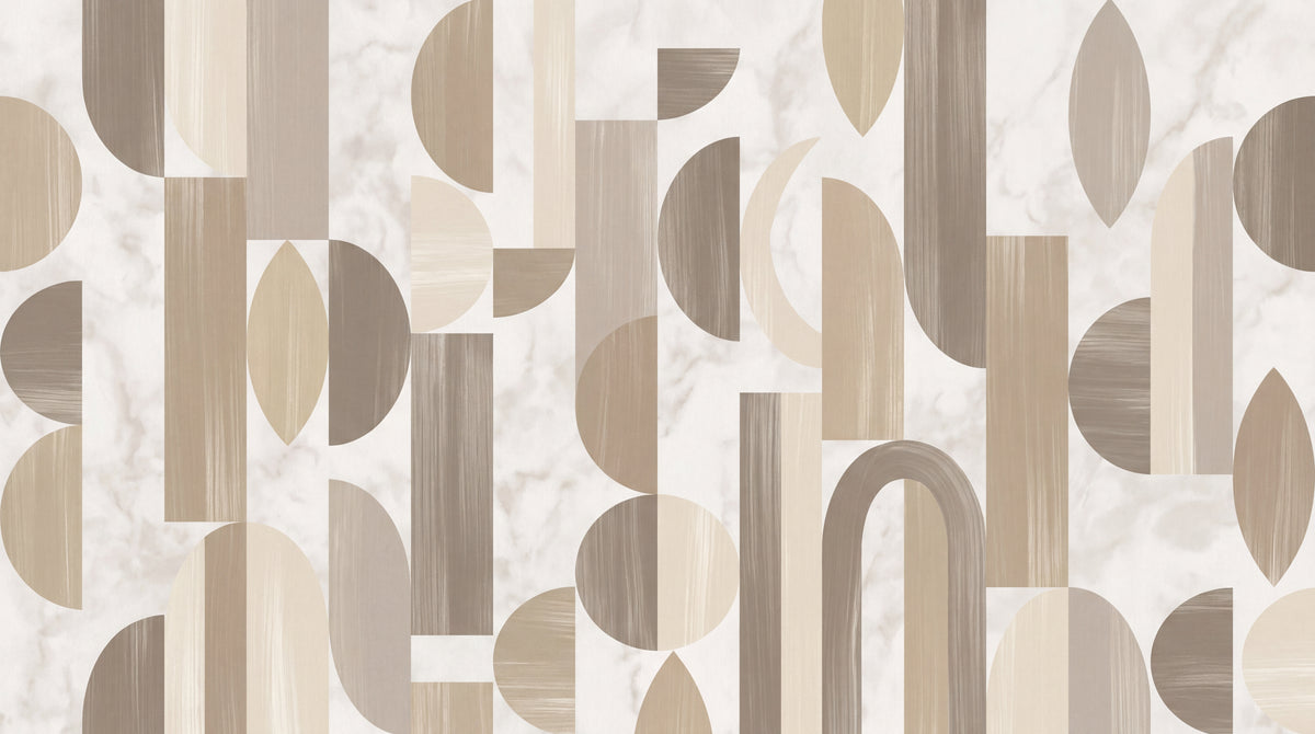 Quiet Forms - Beige Abstract Wallpaper - Geometric Minimalist Marble Peel and Stick Mural - Design
