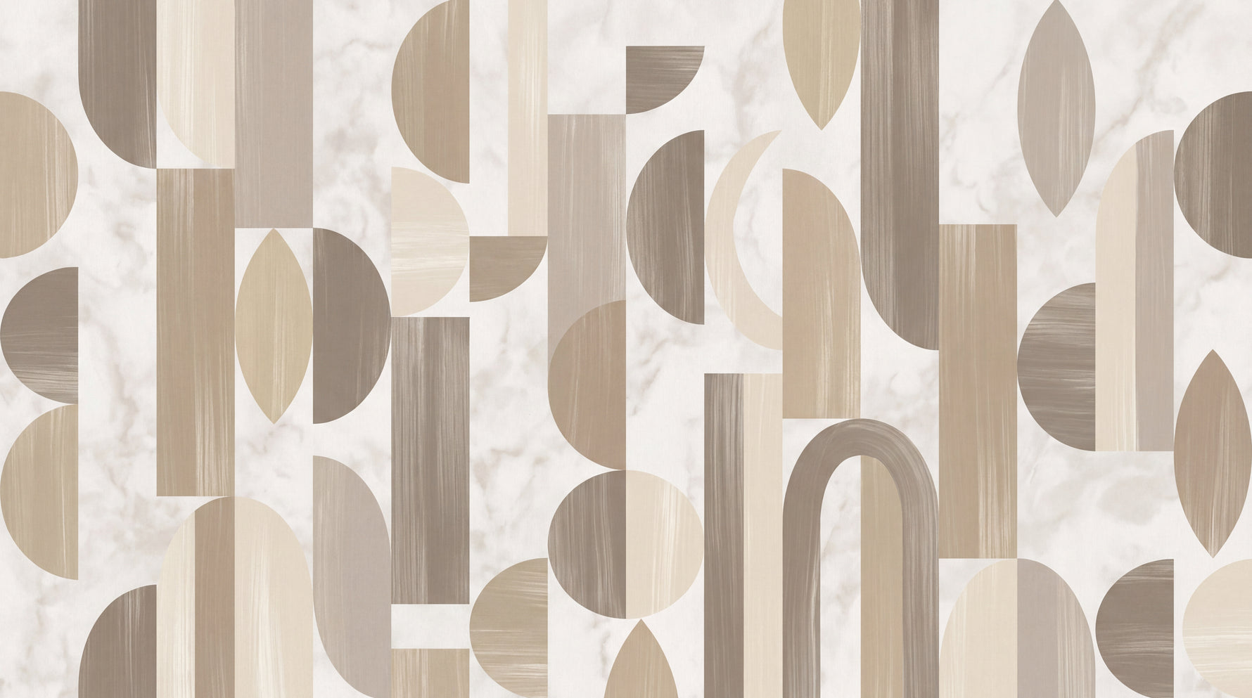 Quiet Forms - Beige Abstract Wallpaper - Geometric Minimalist Marble Peel and Stick Mural - Design