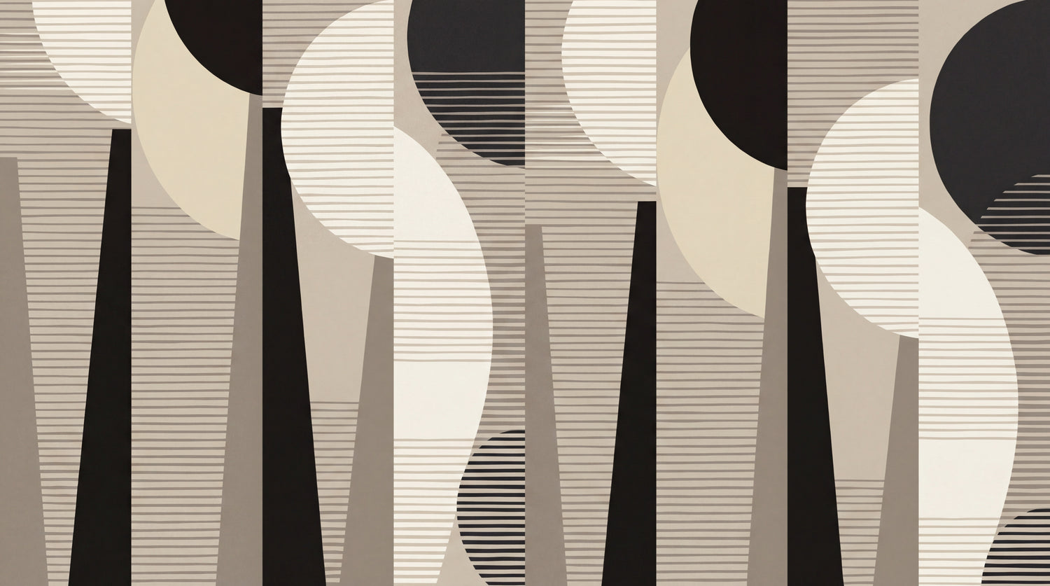 Quiet Orbits - Beige Abstract Wallpaper - Geometric Minimalist Peel and Stick Wall Mural - Design