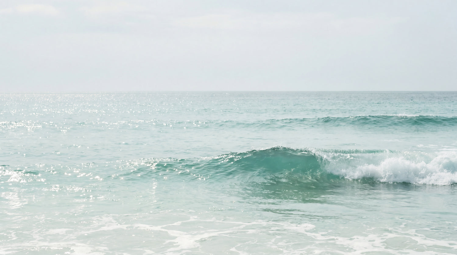 Quiet Tide - Blue Ocean Wallpaper - Turquoise Sea Wave Minimalist Peel and Stick Mural - Design