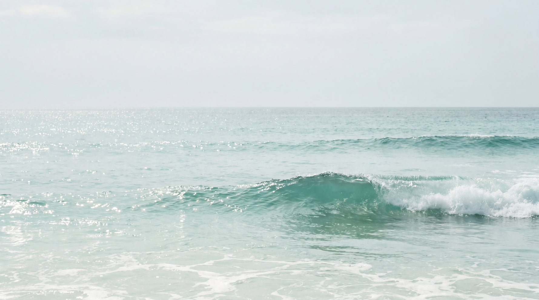 Quiet Tide - Blue Ocean Wallpaper - Turquoise Sea Wave Minimalist Peel and Stick Mural - Design