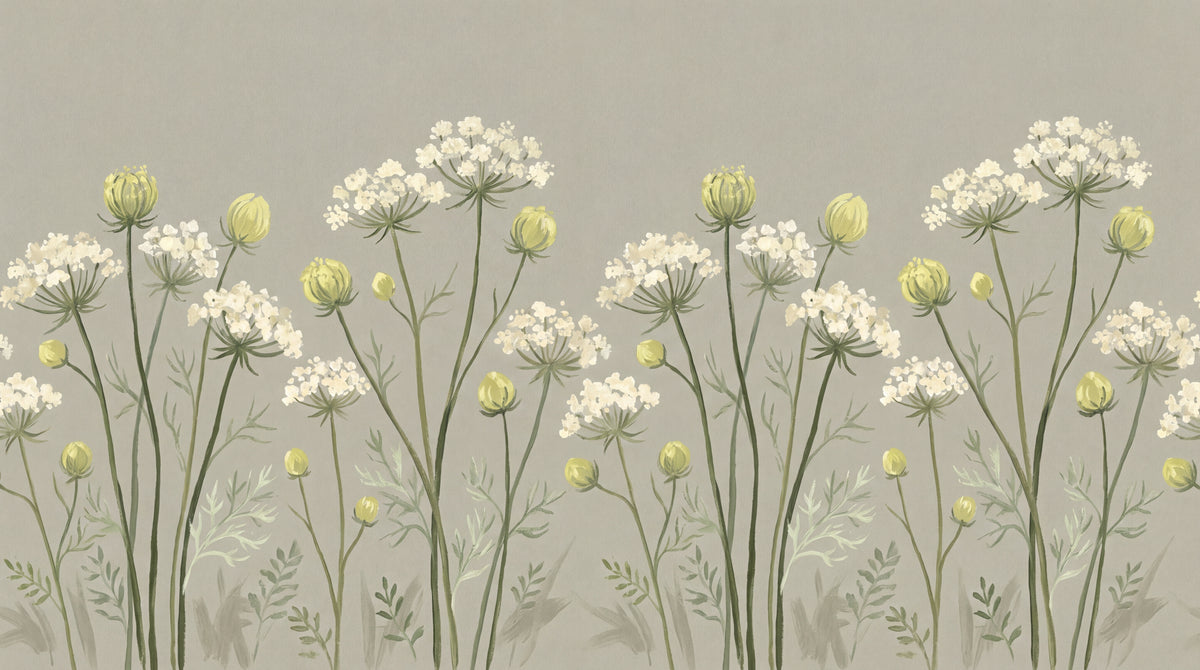 Quietfern Sway Beige Floral Wallpaper - Sage Green Flower Wall Mural Country Greenery Peel and Stick - Design