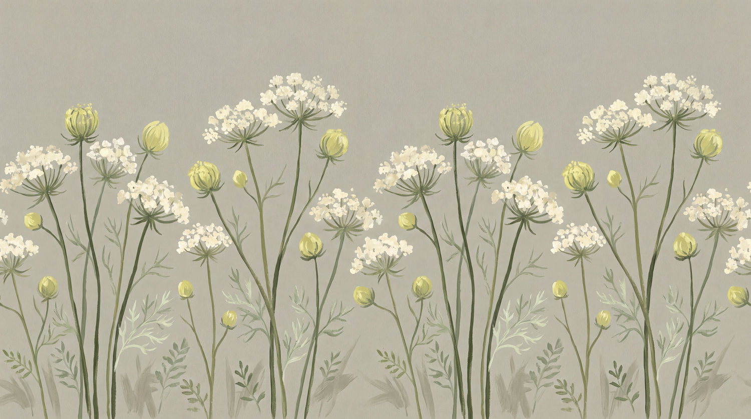 Quietfern Sway Beige Floral Wallpaper - Sage Green Flower Wall Mural Country Greenery Peel and Stick - Design