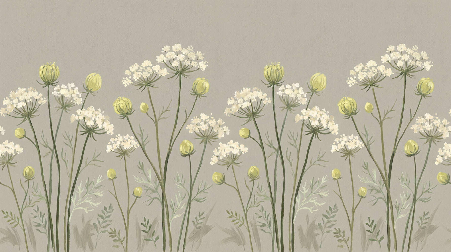 Quietfern Sway Beige Floral Wallpaper - Sage Green Flower Wall Mural Country Greenery Peel and Stick - Design