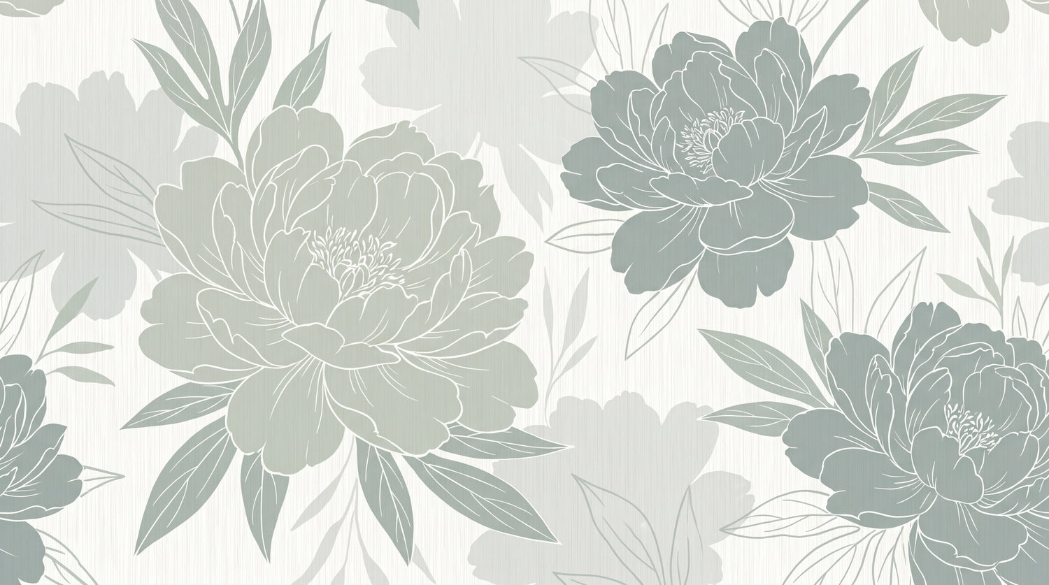 Quietwater Blossom Gray Floral Wallpaper - Vintage Sage Green Botanical Flower Leaf Peel and Stick - Design