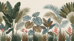 Rainforest Hush Green Jungle Wallpaper - Tropical Botanical Palm Tree Leaf Wall Mural - Design