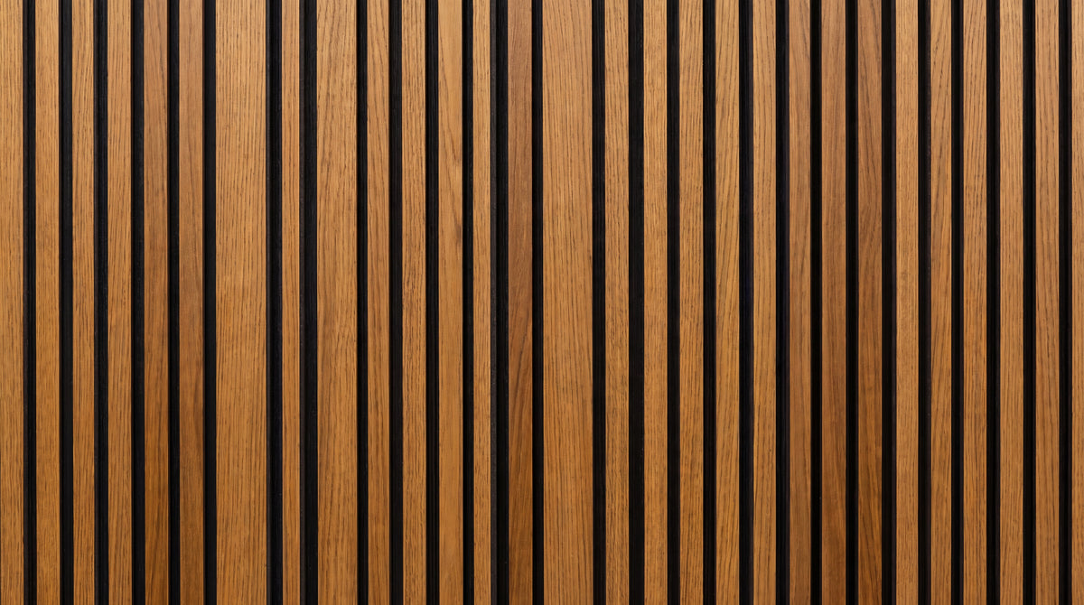 Reeded Cadence Brown Wood Wallpaper - Minimalist Wood Panel Wall Mural Peel and Stick Wood Effect - Design