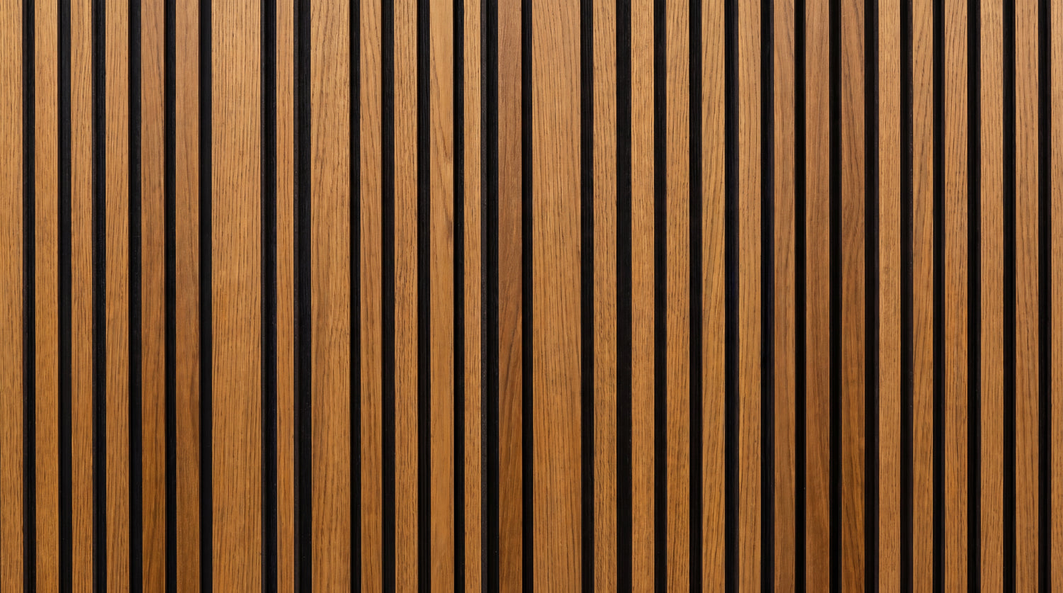 Reeded Cadence Brown Wood Wallpaper - Minimalist Wood Panel Wall Mural Peel and Stick Wood Effect - Design
