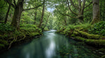 Riverbed Fernsong Green Forest Wallpaper - Dark Green Woodland Greenery Peel and Stick Wall Mural - Design