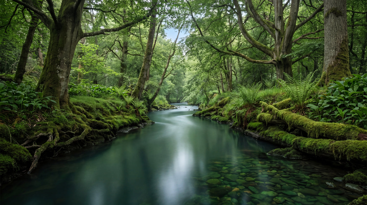Riverbed Fernsong Green Forest Wallpaper - Dark Green Woodland Greenery Peel and Stick Wall Mural - Design