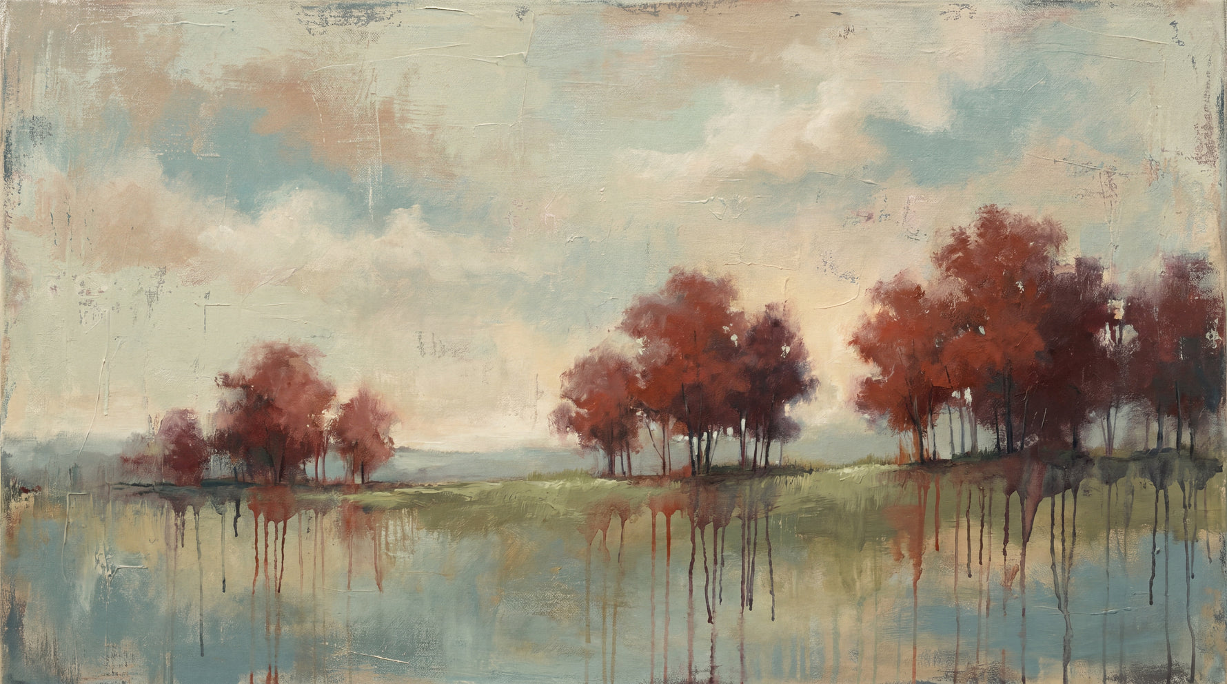 Russet Marshlands Beige Landscape Wallpaper - Painterly Scenery Wallpaper Peel and Stick Abstract Mural - Design