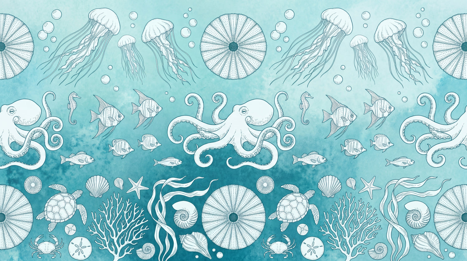 Saltwater Hymn Blue Ocean Wallpaper - Sea Wave Peel and Stick Wall Mural - Design