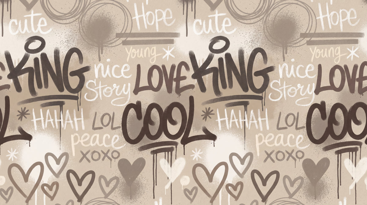 Sandstone Verse - Beige Graffiti Wallpaper - Brown Modern Hand-Lettered Removable - Design