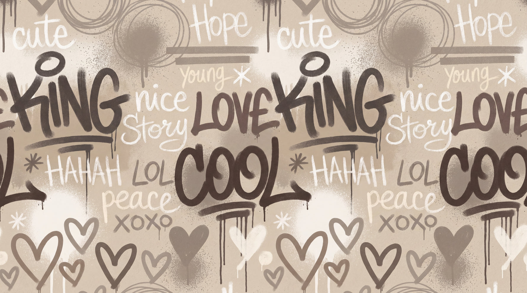Sandstone Verse - Beige Graffiti Wallpaper - Brown Modern Hand-Lettered Removable - Design