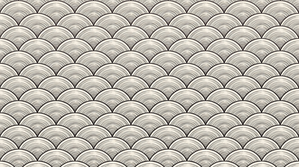 Seigaiha Whisper - Beige Japanese Wallpaper Art Deco Geometric Wall Mural Peel and Stick Removable - Design