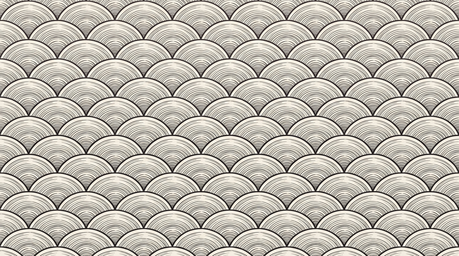 Seigaiha Whisper - Beige Japanese Wallpaper Art Deco Geometric Wall Mural Peel and Stick Removable - Design