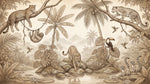 Sepia Wilderness Beige Jungle Wallpaper - Tropical Palm Tree Wall Mural Peel and Stick - Design
