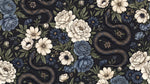 Serpent Verse Dark Floral Wallpaper - Navy Blue Gothic Vintage Peel and Stick Wall Mural - Design