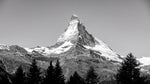 Silent Summit - Gray Mountain Wallpaper - Black and White Landscape Scenery Peel and Stick Mural - Design