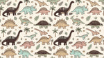 Sleepy Saurus Beige Dinosaur Wallpaper for Kids Nursery - Pastel Kids Wallpaper Peel and Stick - Design