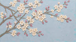 Soft Petals - Blue Cherry Blossom Wallpaper - Pastel Floral Flower Peel and Stick Mural with Pink Magnolia Aesthetic - Design