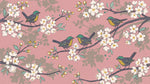 Songbird Orchard - Pink Cherry Blossom Wallpaper - Floral Chinoiserie Botanical Peel and Stick Mural - Design