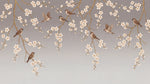 Sparrow Sonata - Beige Cherry Blossom Wallpaper - Chinoiserie Floral Japanese Vintage Flower Wall Mural - Design