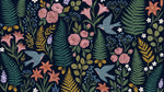 Starling Folksong Dark Floral Wallpaper - Pink Rose Wallpaper Peel and Stick Flower Wall Mural - Design
