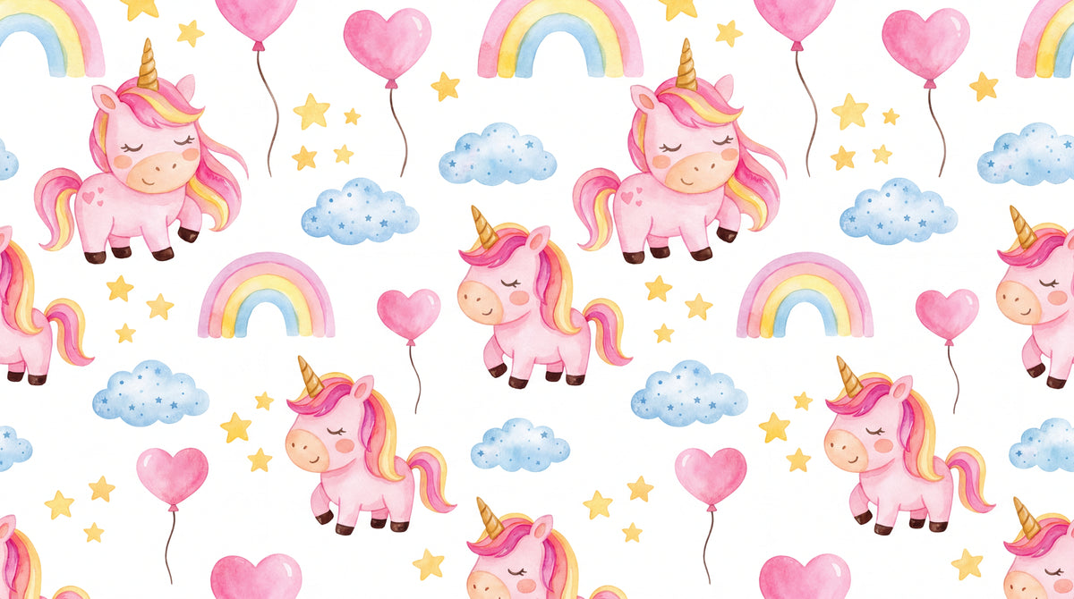 Sugar Pony Wishes Pink Nursery Wallpaper for Kids - Cute Kids Wallpaper Peel and Stick - Design