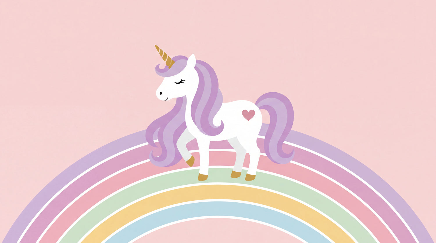 Sugarmist Pony Pink Unicorn Wallpaper for Kids - Cute Purple Nursery Minimalist Rainbow Peel and Stick Mural - Design