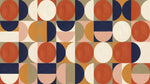 Sunbaked Spheres Orange Geometric Wallpaper - Retro Abstract Minimalist Wall Mural Peel and Stick - Design