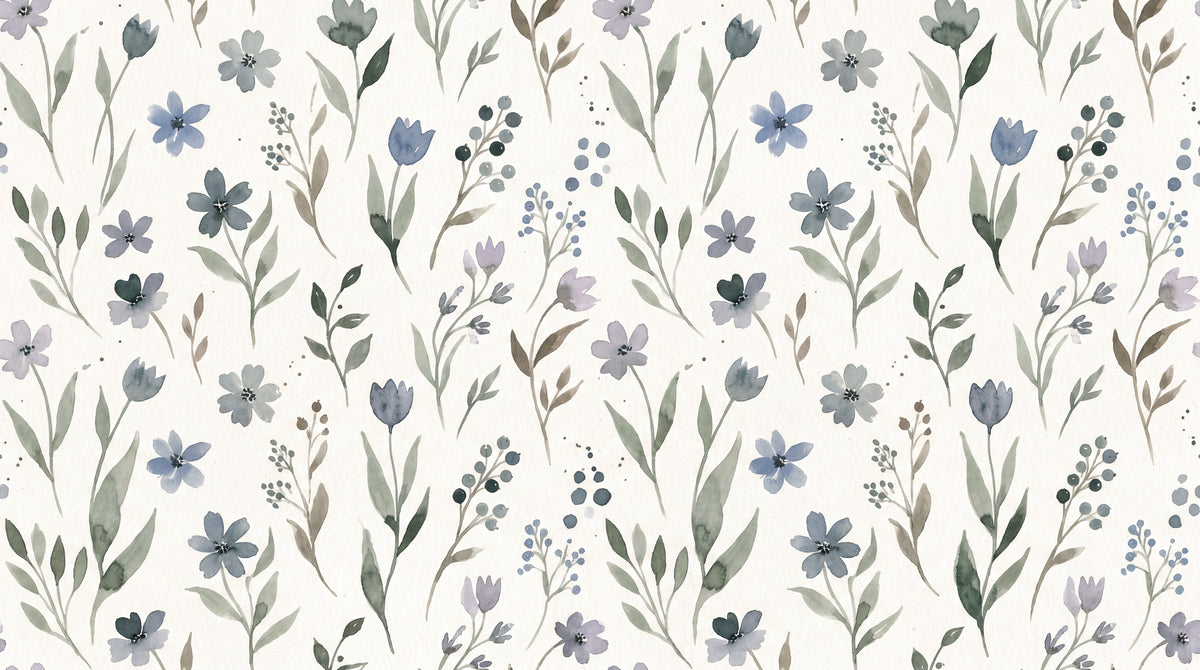 Sundew Whisper Blue Floral Wallpaper - Light Blue Flower Wall Mural Peel and Stick - Design