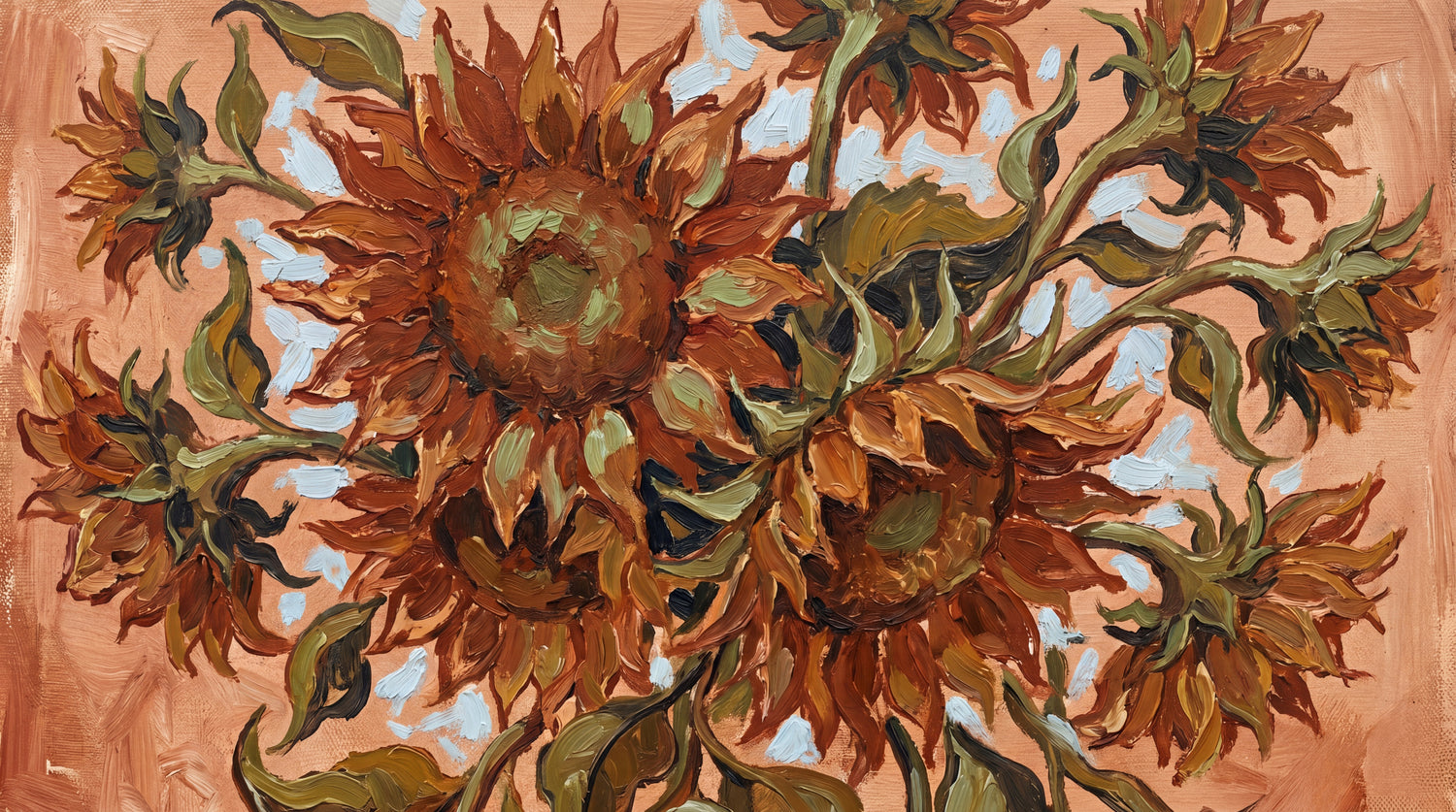 Sunlit Harvest Orange Vintage Wallpaper - Floral Flower Wall Mural Aesthetic Peel and Stick - Design