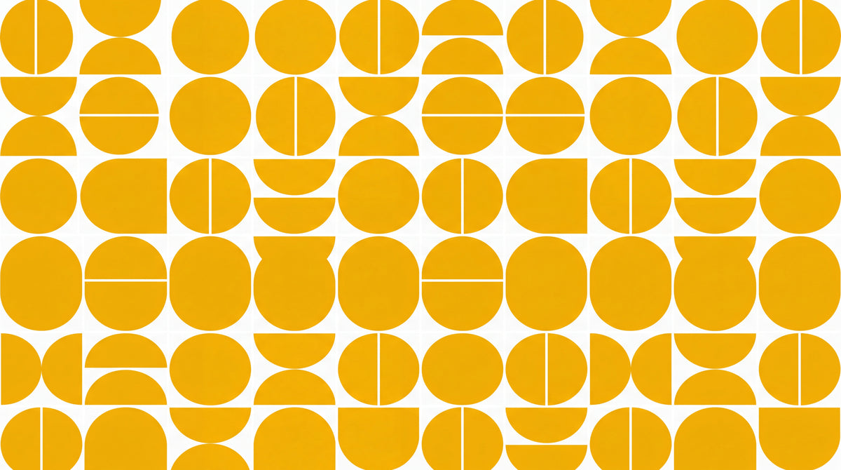 Sunlit Hemispheres Yellow Abstract Wallpaper - Geometric Minimalist Retro Peel and Stick Wall Mural - Design