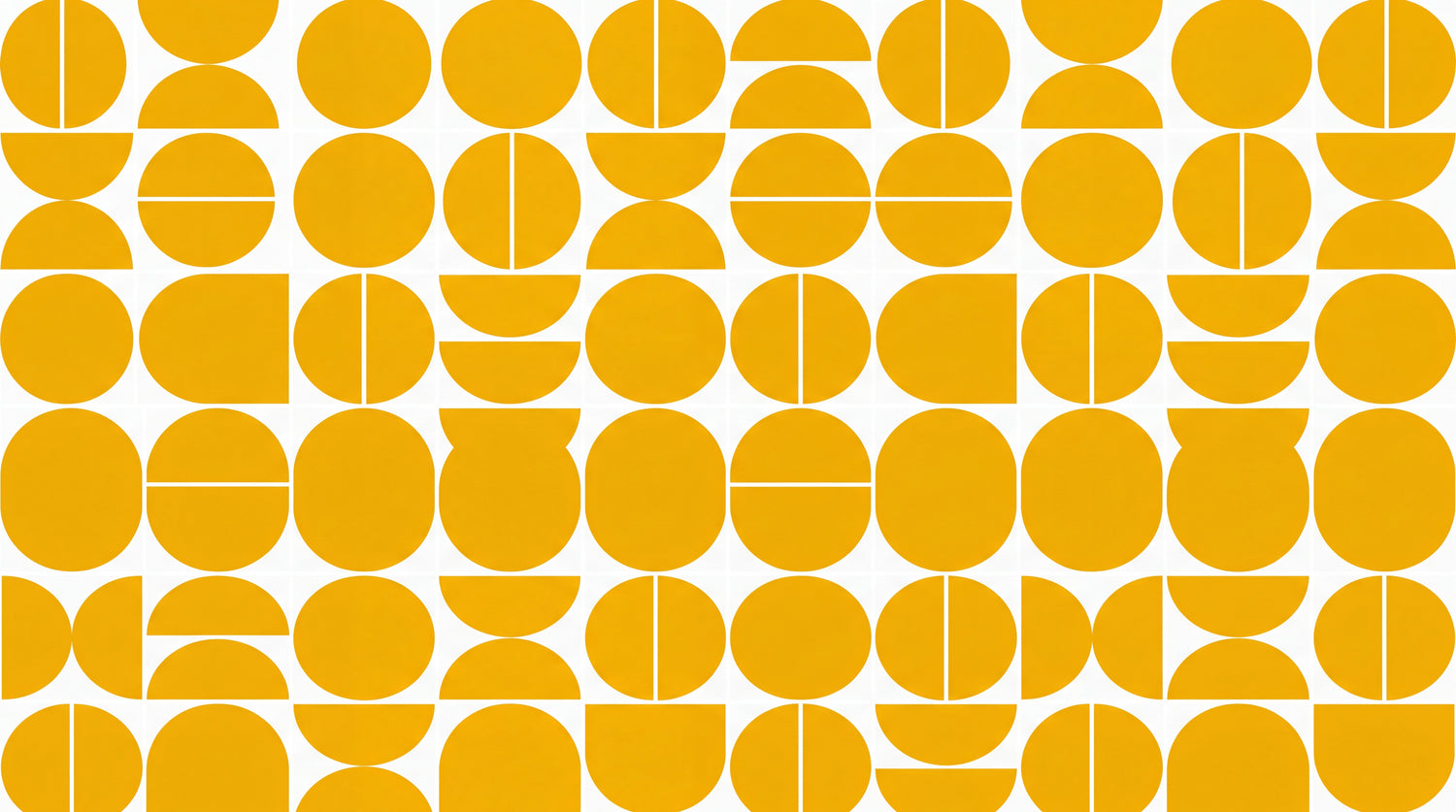Sunlit Hemispheres Yellow Abstract Wallpaper - Geometric Minimalist Retro Peel and Stick Wall Mural - Design