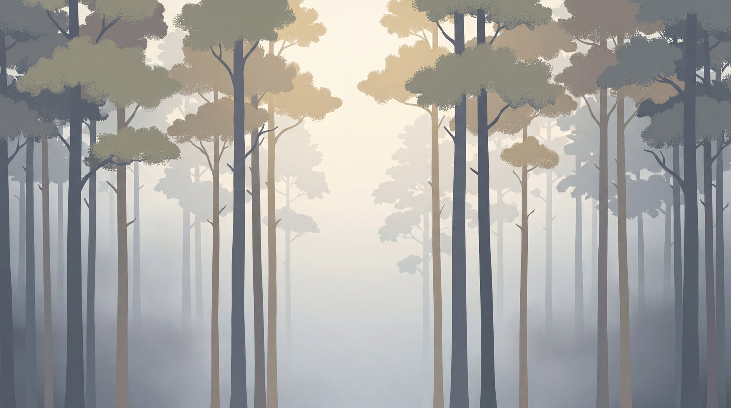 Tall Timber Veil Gray Forest Wallpaper - Minimalist Woodland Wallpaper Peel and Stick Wall Mural - Design