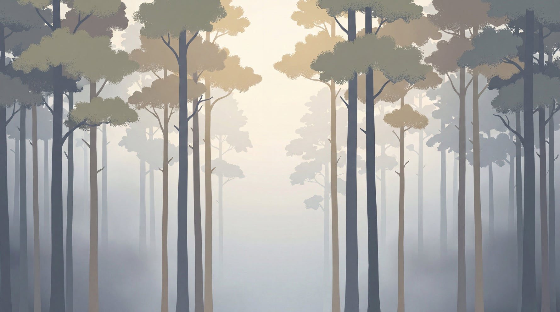 Tall Timber Veil Gray Forest Wallpaper - Minimalist Woodland Wallpaper Peel and Stick Wall Mural - Design