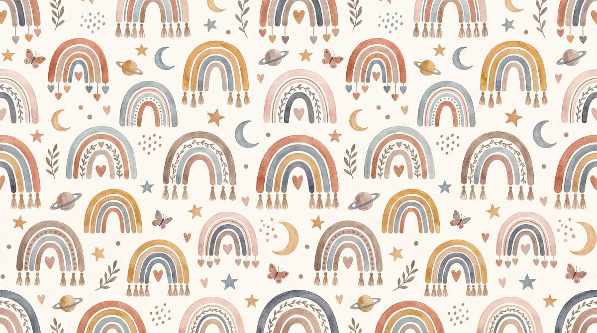 Tassel Stardust Beige Kids Wallpaper for Nursery - Botanical Leaf Greenery Peel and Stick Wall Mural - Design