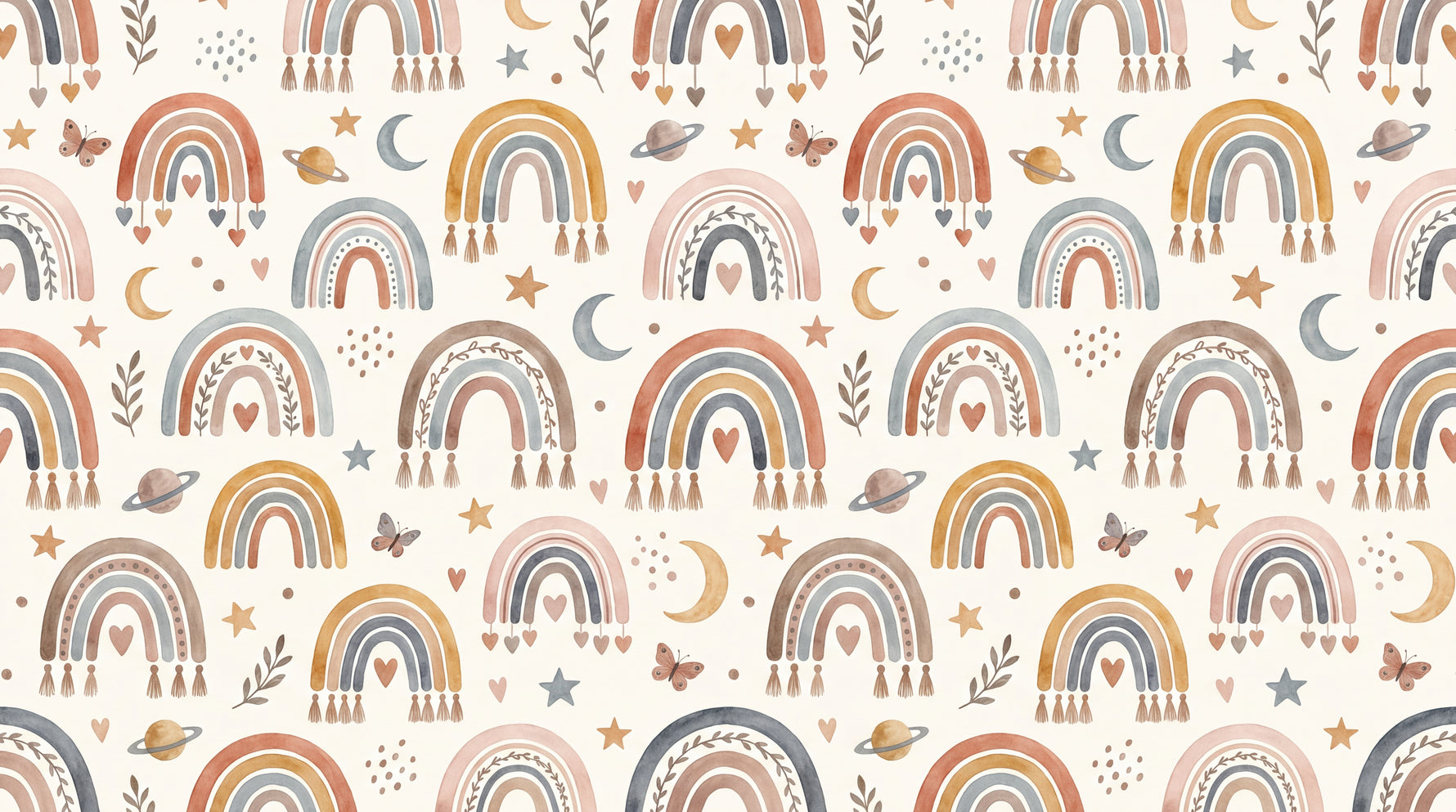 Tassel Stardust Beige Kids Wallpaper for Nursery - Botanical Leaf Greenery Peel and Stick Wall Mural - Design