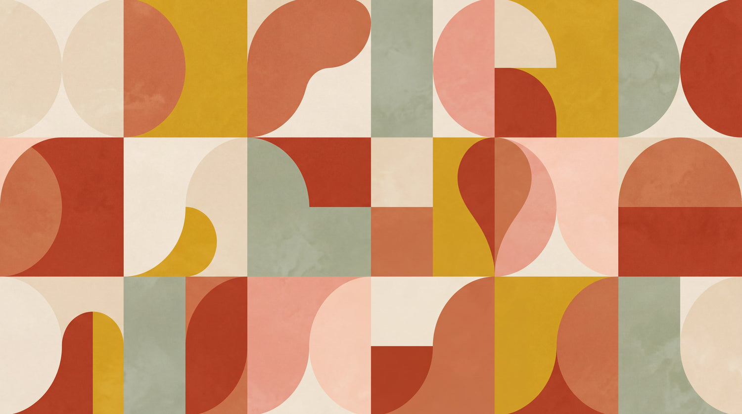 Terracotta Curves Geometric Wallpaper - Orange Retro Wallpaper Peel and Stick - Design
