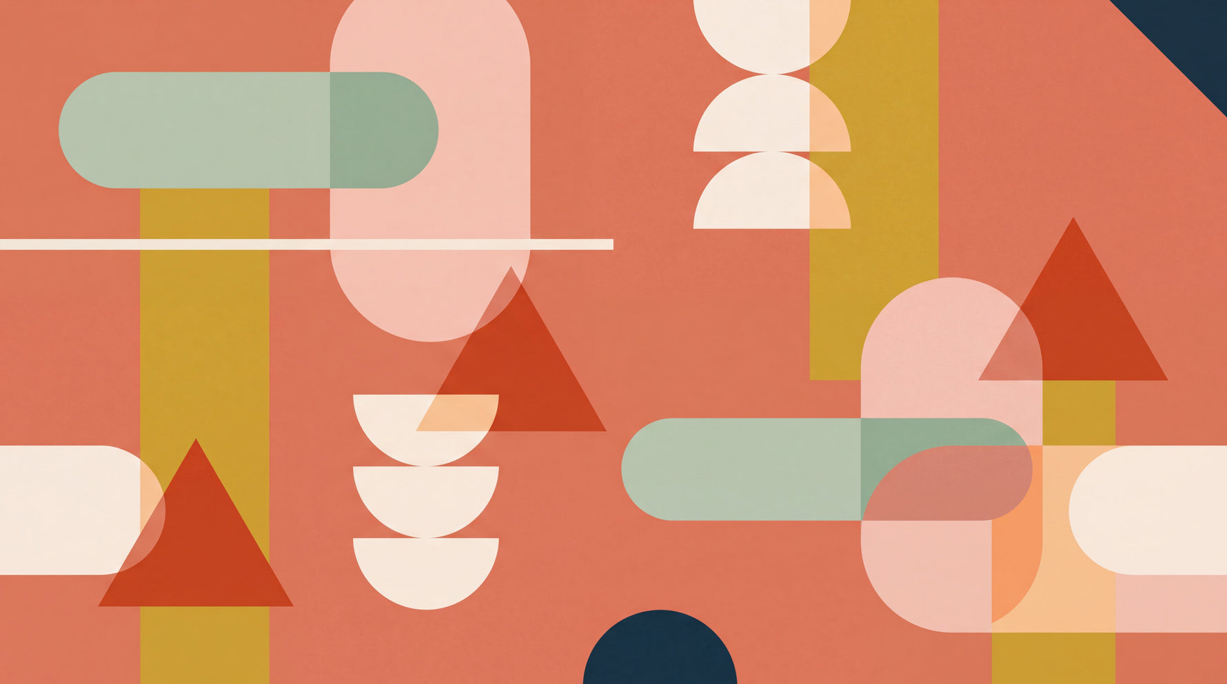 Terracotta Geometry Orange Abstract Wallpaper - Geometric Minimalist Peel and Stick Wall Mural - Design
