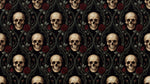 Thorned Memento Dark Gothic Wallpaper - Skull Damask Dark Academia Peel and Stick Wall Mural - Design
