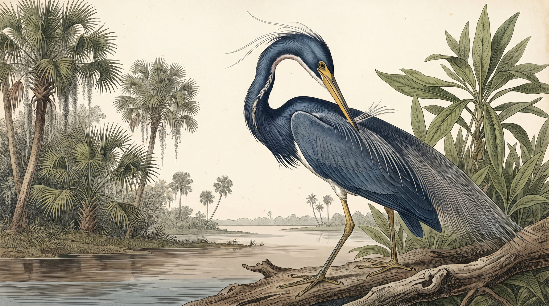 Tidewater Naturalist Blue Wallpaper - Navy Blue Tropical Wallpaper Animal Wall Mural Peel and Stick - Design
