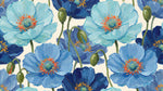 Tidewater Poppies Blue Floral Wallpaper - Navy Blue and White Flower Wall Mural Peel and Stick - Design
