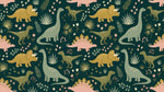 Tiny Tracks Jungle Green Dinosaur Wallpaper for Kids - Botanical Nursery Leaf Greenery Peel and Stick Mural - Design