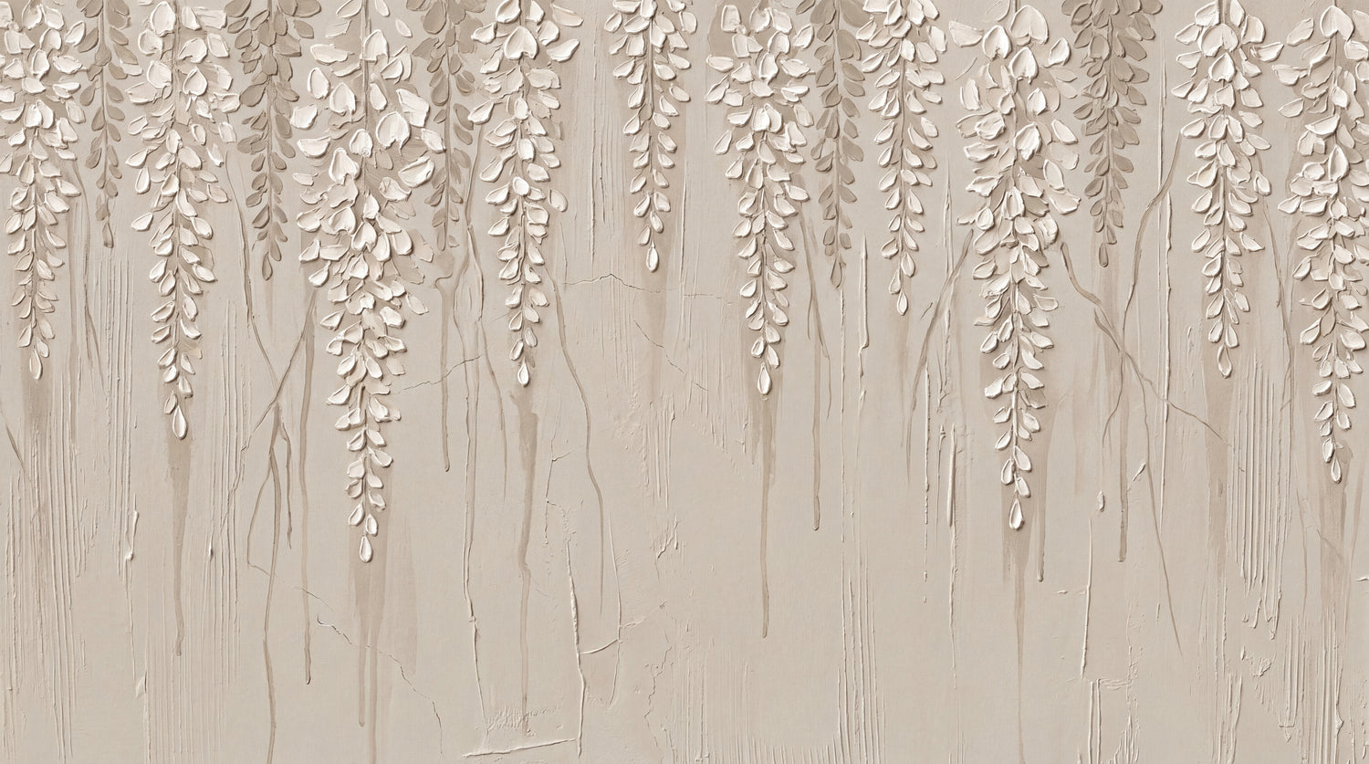 Trailing Vines Beige Floral Wallpaper - Vintage Botanical Flower Wall Mural Peel and Stick - Design